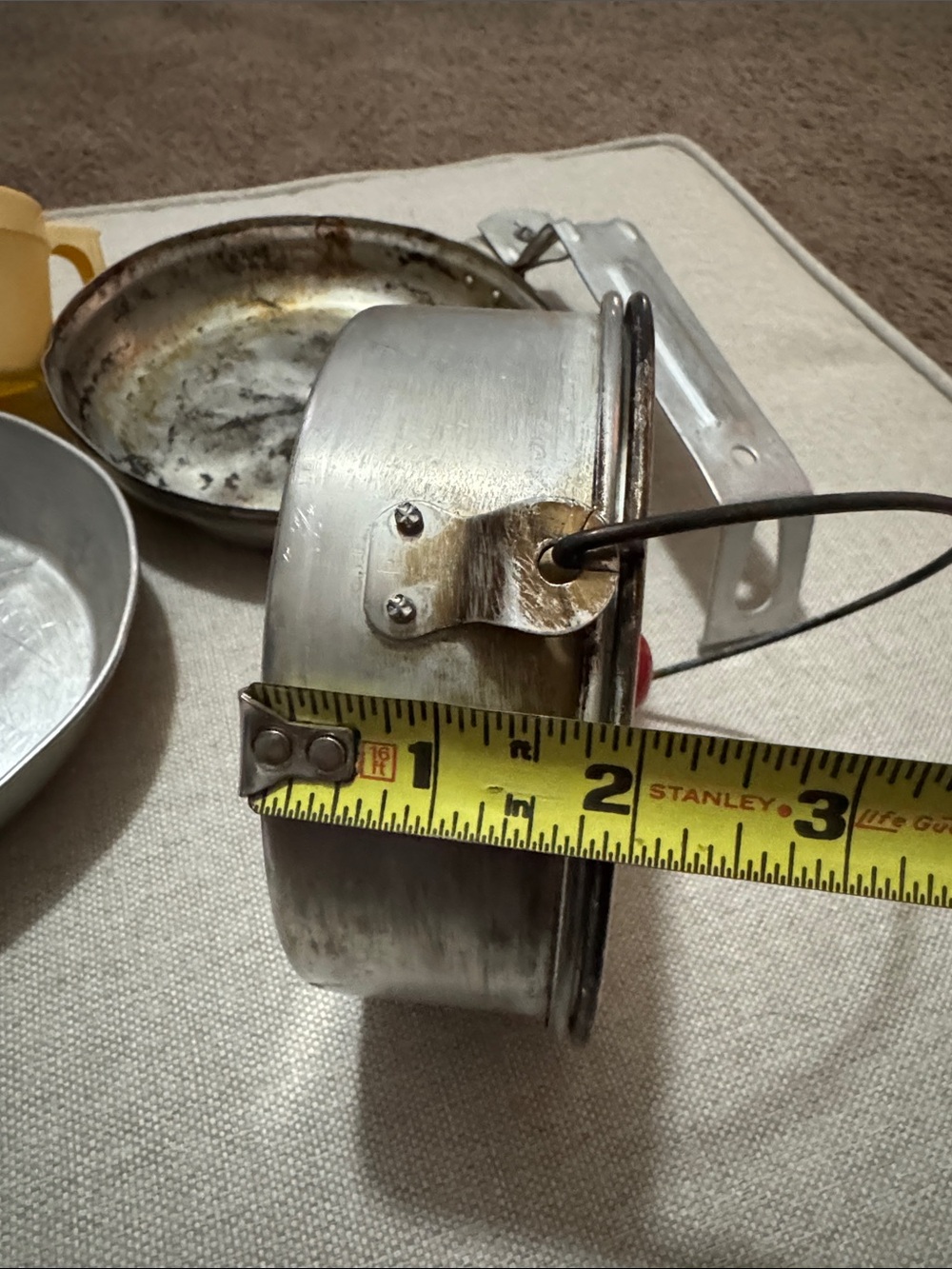 Used Mess Kit-Multi Piece Set-Pans Pots with Lid-Plastic Cup-Metal-Used-Marks - Picture 4 of 9